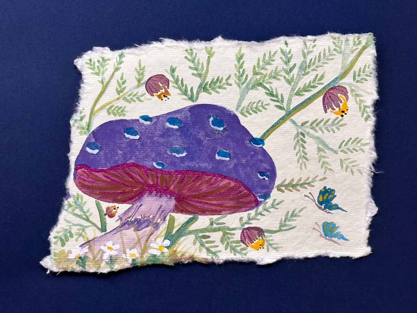 Mushroom garden with butterflies