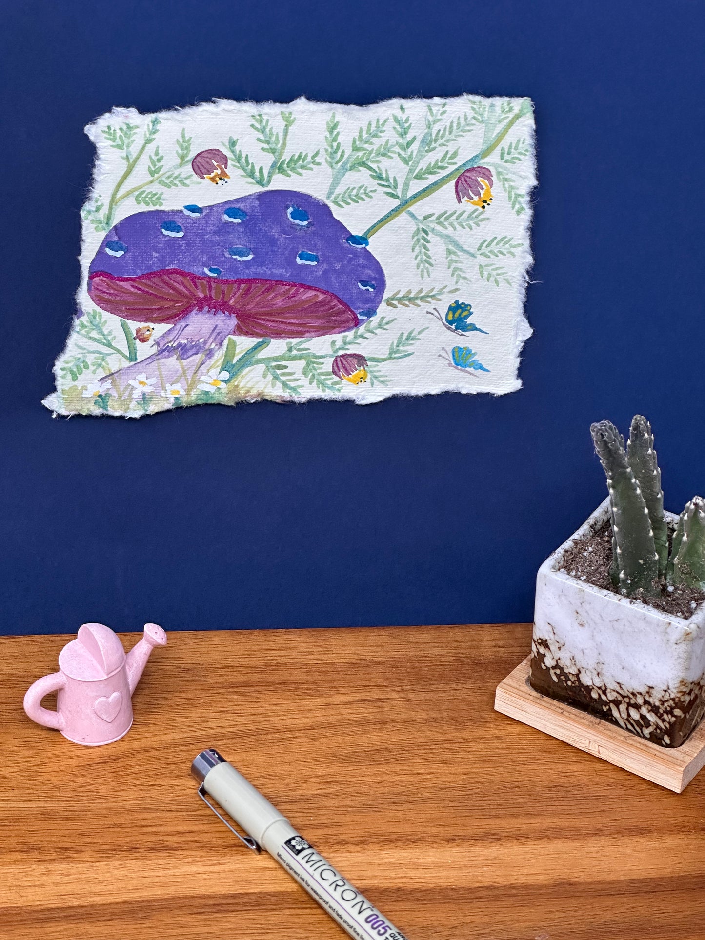 Mushroom garden with butterflies