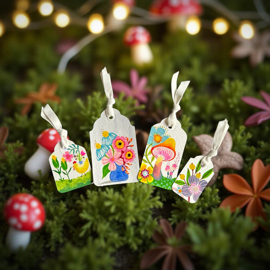 Hand-Painted Watercolor Gift Tags – Set of 4