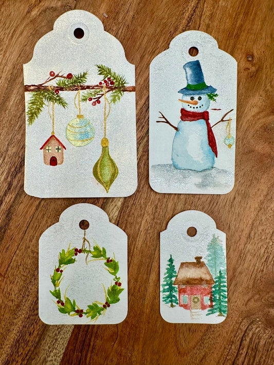 #1  Hand-Painted Watercolor Holiday Gift Tags - set of 4